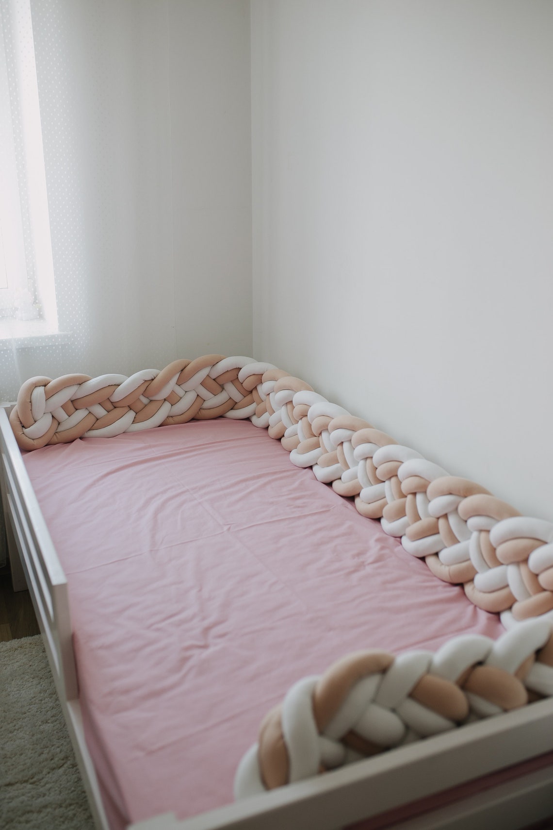 Braided crib bumper pillows for Montessori bed bumper pad for Etsy