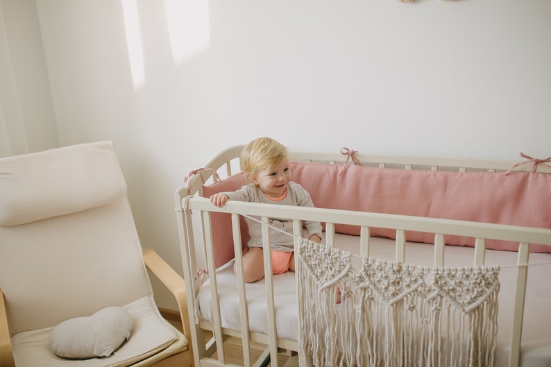 Linen crib bumper pads organic fabric cot safe bumper linen Etsy