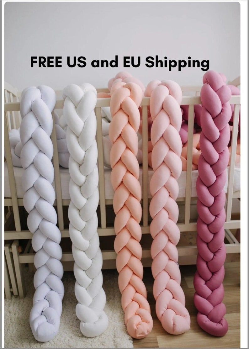 Braided Crib Bumper Braid Cot Bumper Etsy