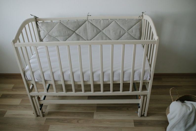 Crib Bumper Pads Baby Cot Bumper Organic Safe Bumper Linen Etsy