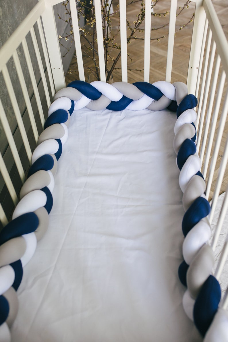 Braided Mixed Crib Bumper Mini Crib Bedding Braided Cot Etsy