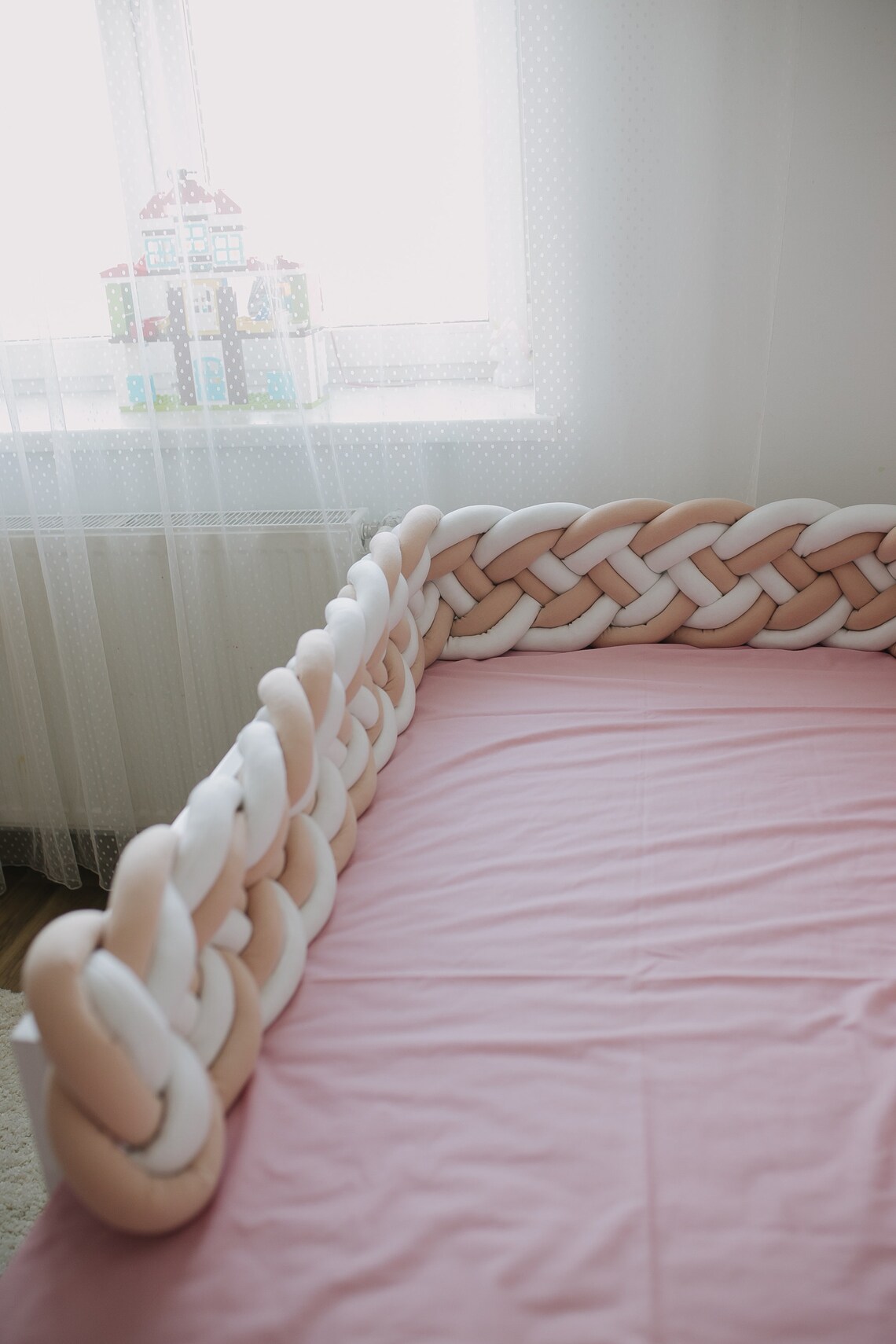 Braided crib bumper pillows for Montessori bed bumper pad for Etsy