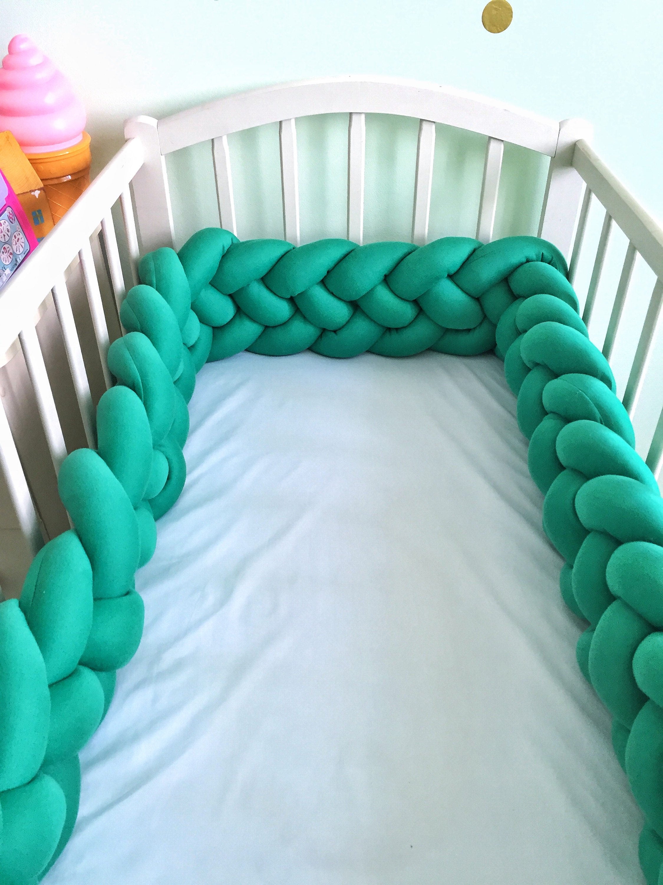 Double Braided Crib Bumper green knot pillow cot bumper Etsy