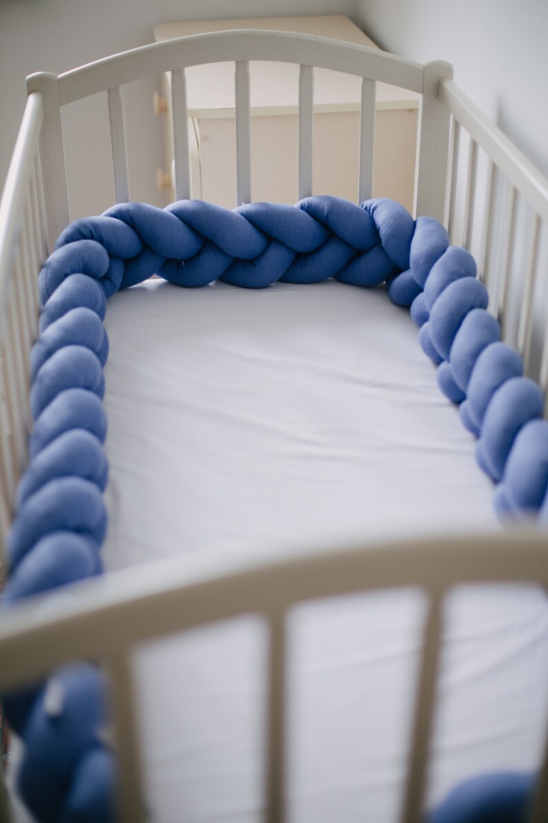 Braided Crib Bumper Mustard Cot Bumper Mini Crib Bedding Etsy