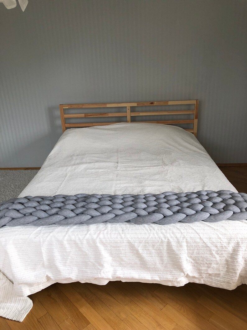 Braided Bed Throw Runner King Knotted Scarf Blanket Bed Bench Etsy