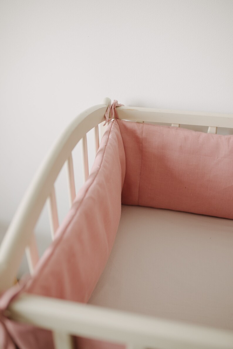 Linen crib bumper pads organic fabric cot safe bumper linen Etsy