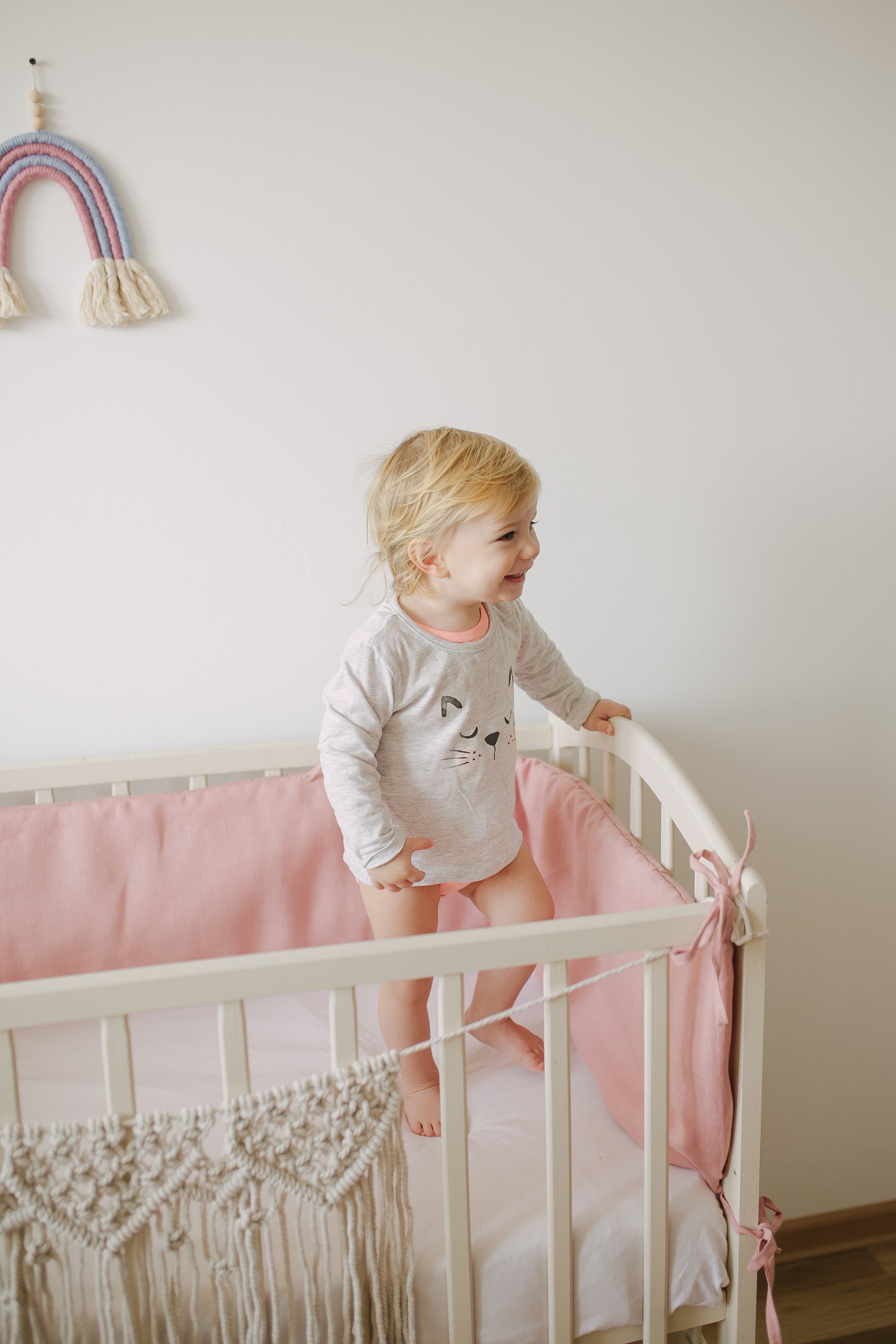 Linen crib bumper pads organic fabric cot safe bumper linen Etsy