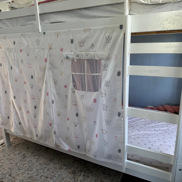 bunk bed curtain ikea kura breathable Twin loft bed underbed curtain Privacy curtain for low loft bed Playhouse curtain set for girls