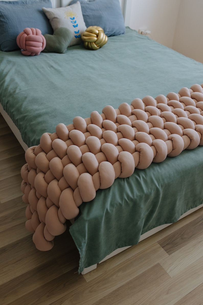 Bed Runner King Bedding Scarf Knot Throw Scarves Chunky Knit Etsy