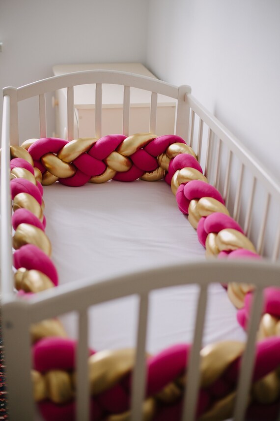 DOUBLE Braided Crib Bumper gold Knot Cushion Knot Pillow Cot Etsy