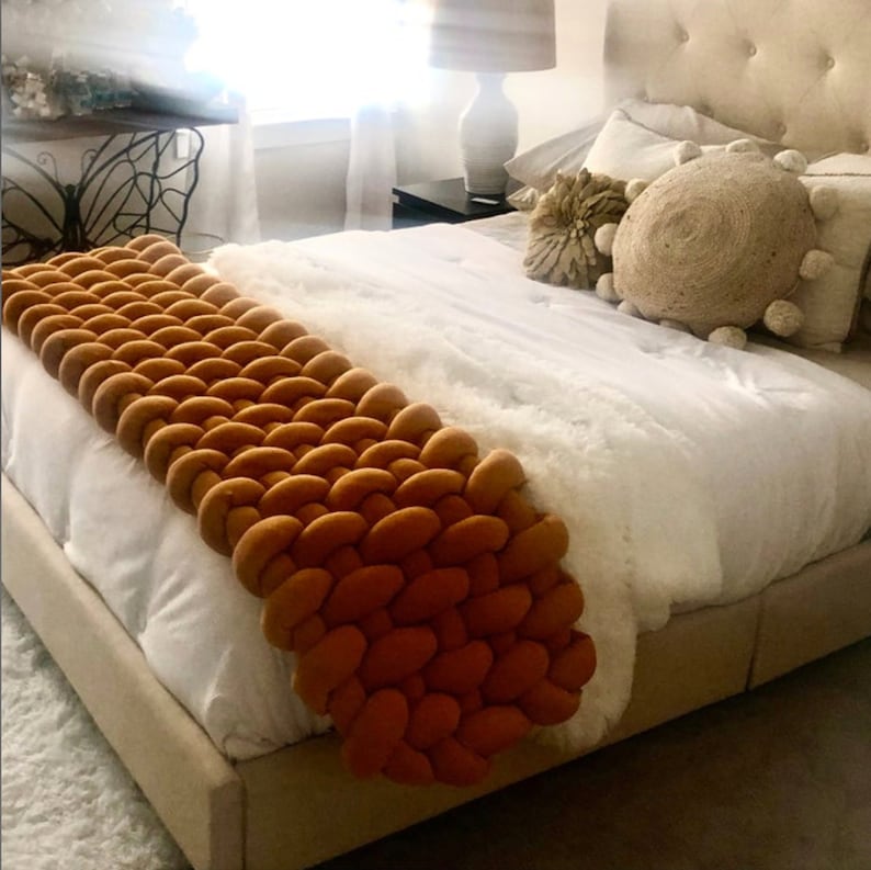 Bed Runner King Bedding Scarf Knot Throw Scarves Chunky Knit Etsy