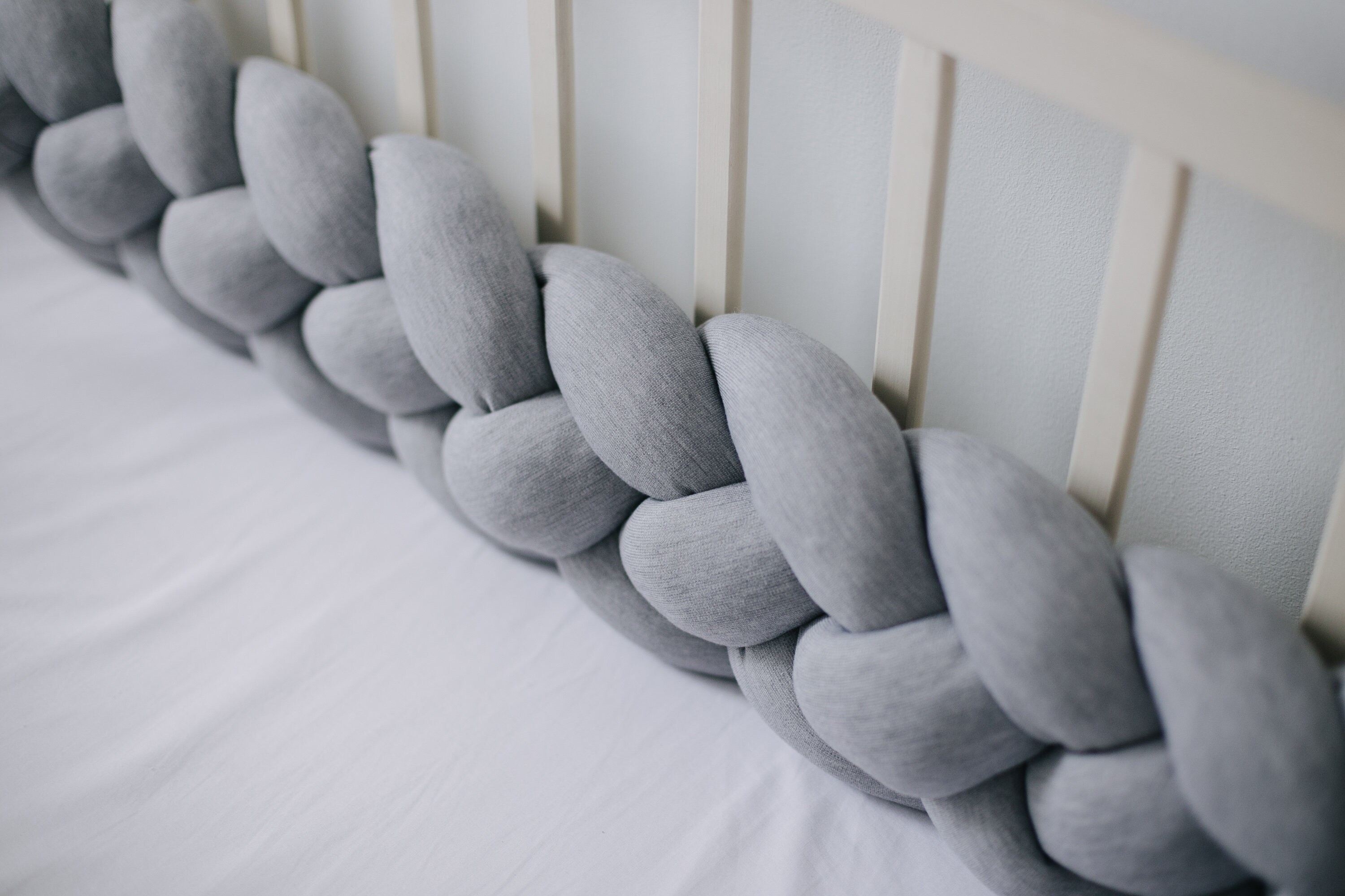 grey braided crib bumper