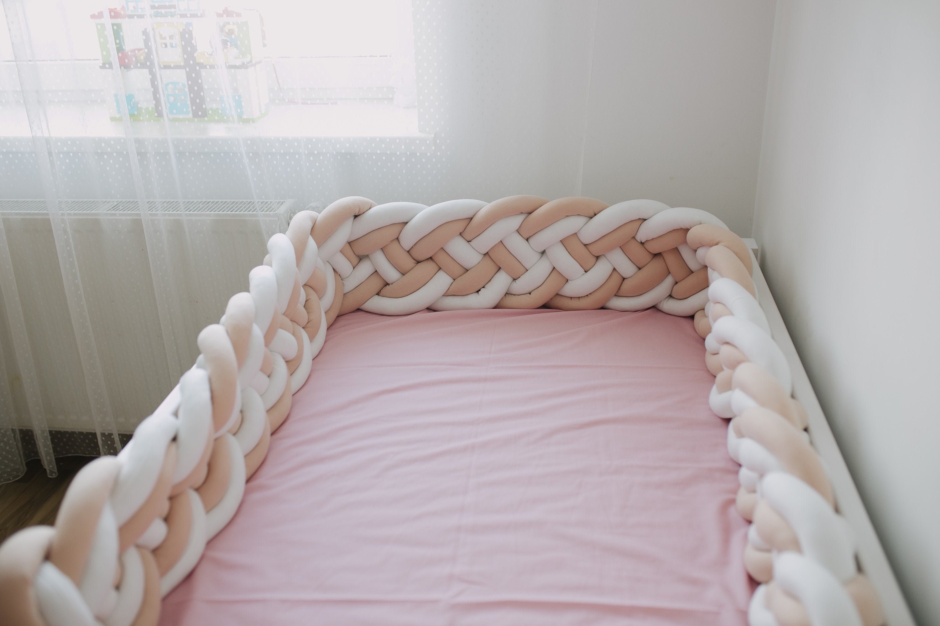 Braided crib bumper pillows for Montessori bed bumper pad for Etsy