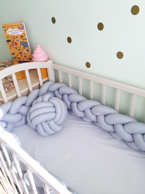 Double Braided Crib Bumper gray Knot Cushion Knot Pillow Etsy