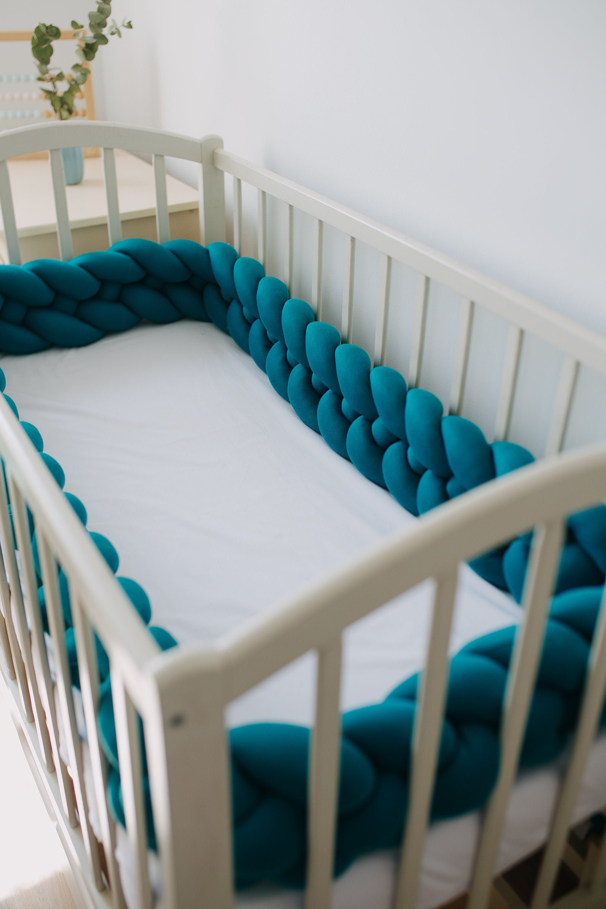 teal crib bumper