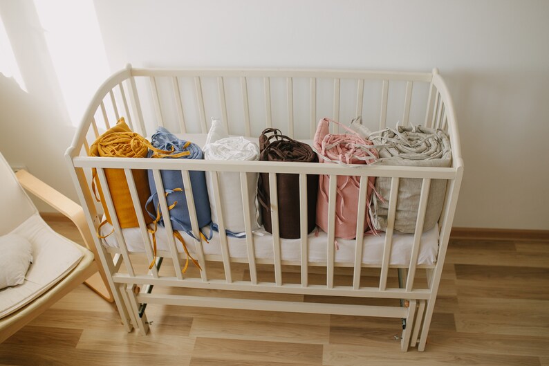 Crib Bumper Pads Baby Cot Bumper Organic Safe Bumper Linen Etsy