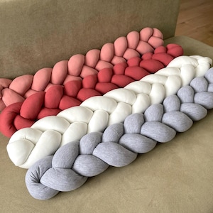Braided Nursery Pillow: Handmade Cotton Knot Cushion, Draft Stopper