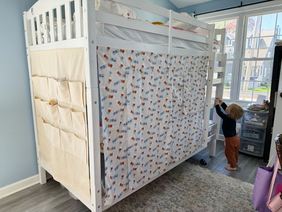 Organizer Bunk Bed Curtain Ikea Kura Cotton Twin Loft Bed Underbed Curtain Privacy Curtain for Low Loft Bed Playhouse Pockets Storage Etsy Canada