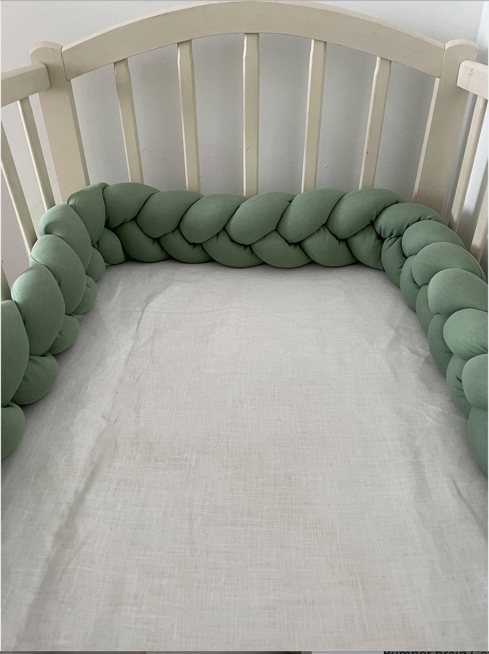 Braided Crib Bumper sage green Etsy