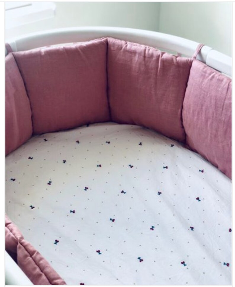 Crib Bumper Pads Baby Cot Bumper Organic Safe Bumper Linen Etsy