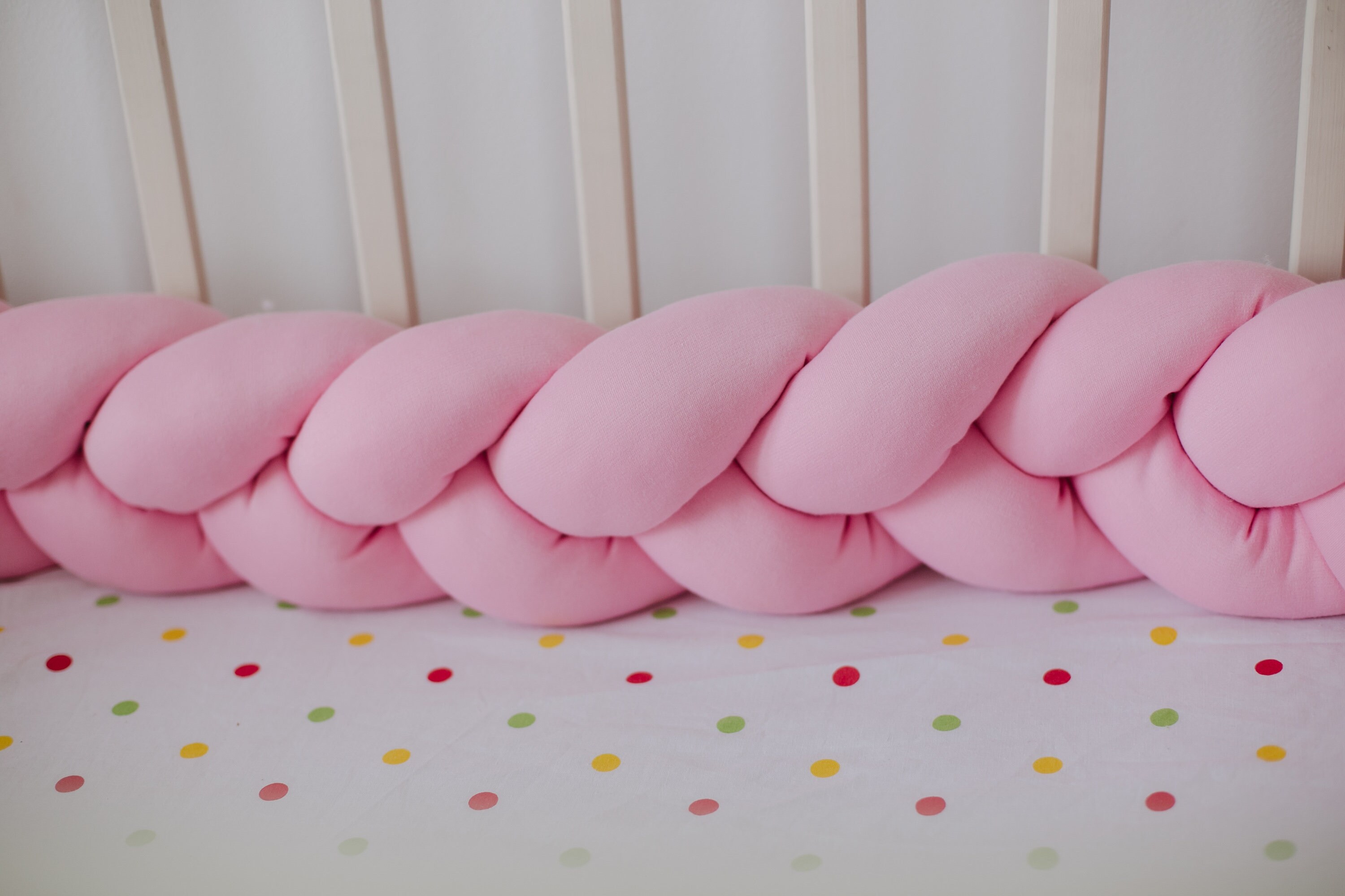 Braid crib bumper Braided cot bumper cappuccino neutral Etsy