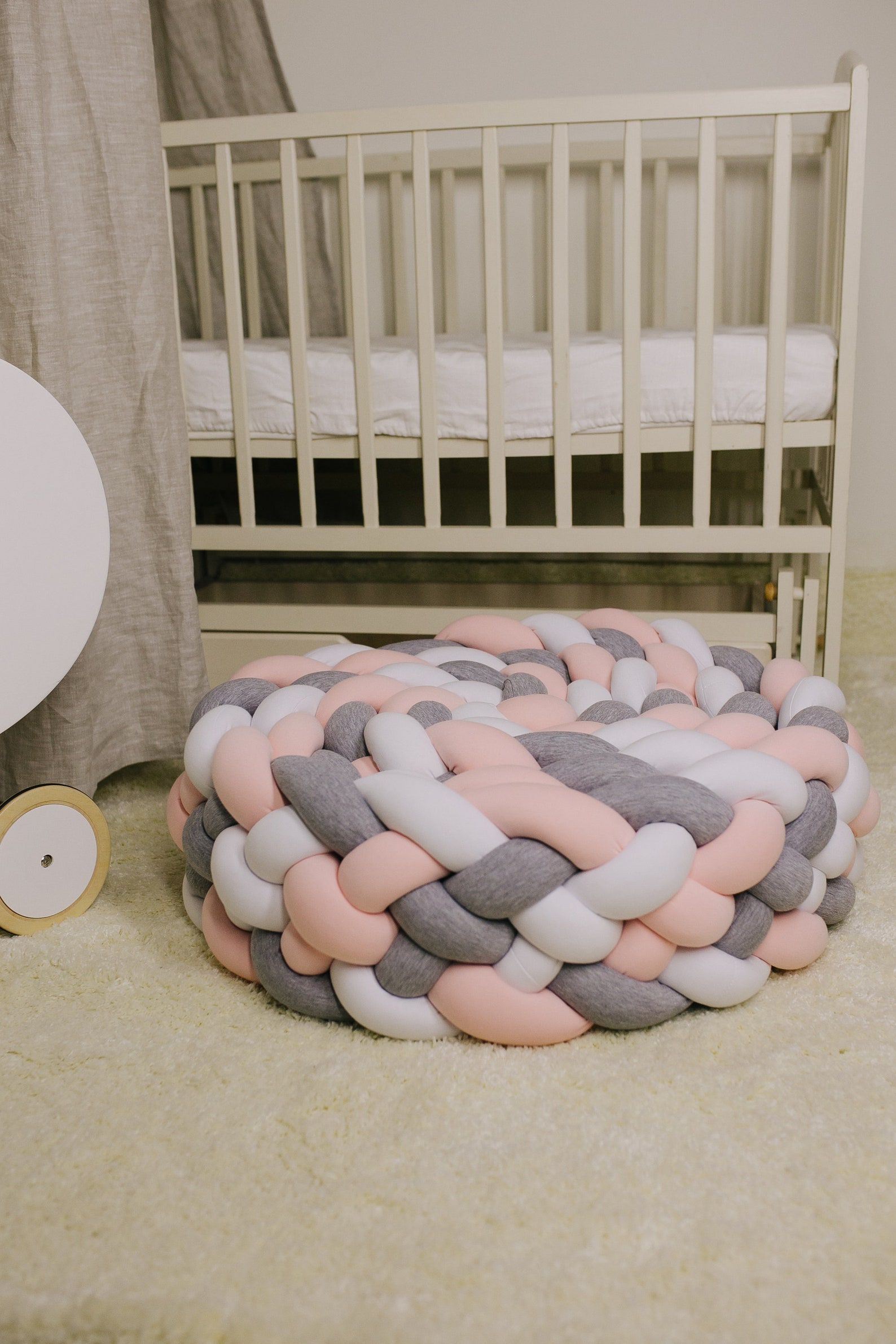 Triple Braided Crib Bumper Mixed Knot Cushion Knot Pillow Etsy