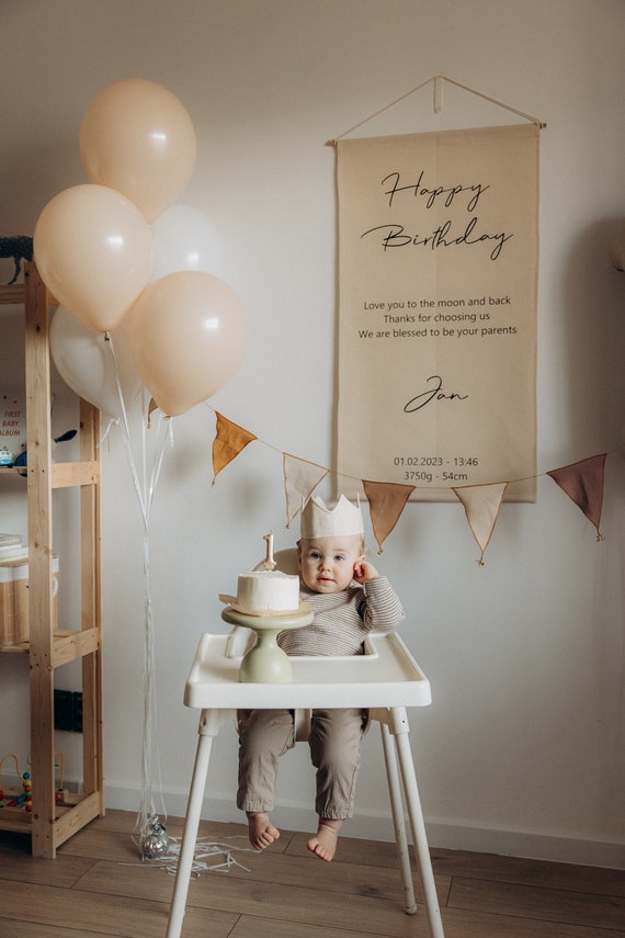 Personalisierbares Geburtstagsbanner – Gold, Für Innen & Außen, Größen 30x90 Cm & 60x180 Cm