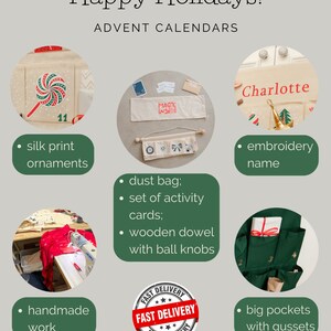Canvas advent calendar for kids with activity cards Christmas gift image 3