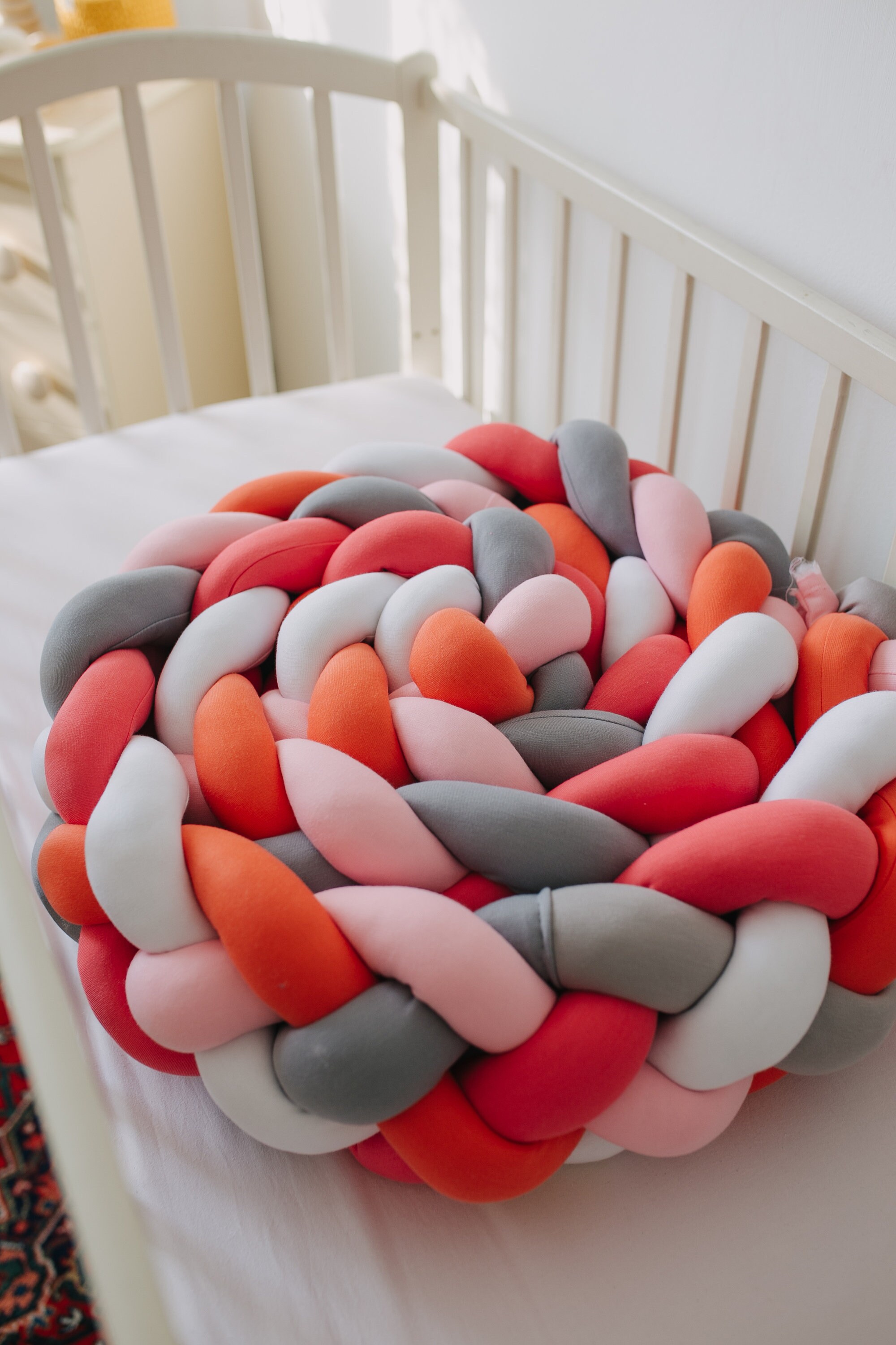 Triple Braided Crib Bumper mixed Knot Cushion Knot Pillow Etsy