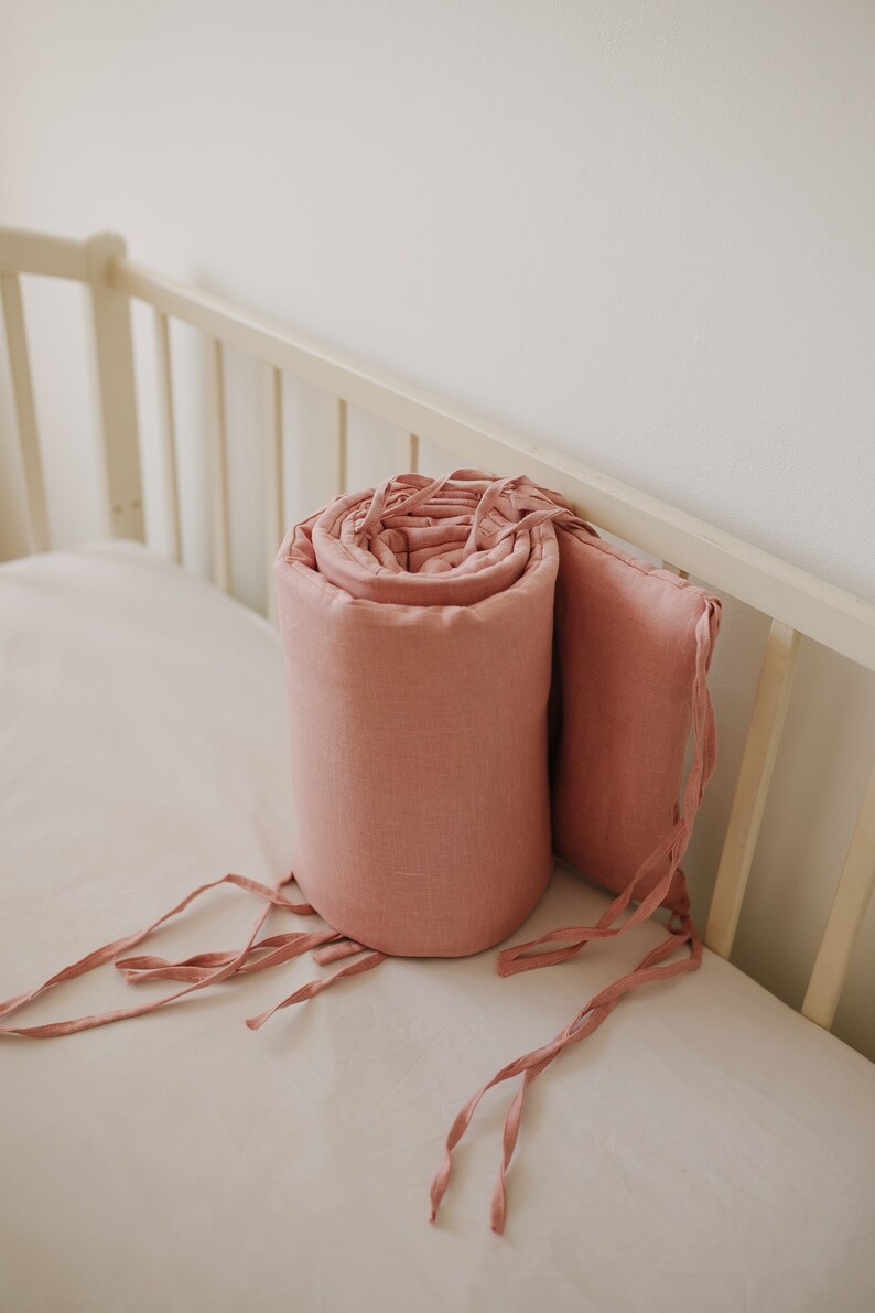 Organic cot bumper crib bumper pads safe bumper linen bedding Etsy