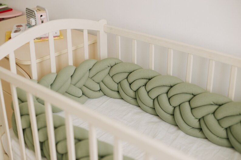 DOUBLE Braided Crib Bumper Crib Bedding Sage Green Etsy