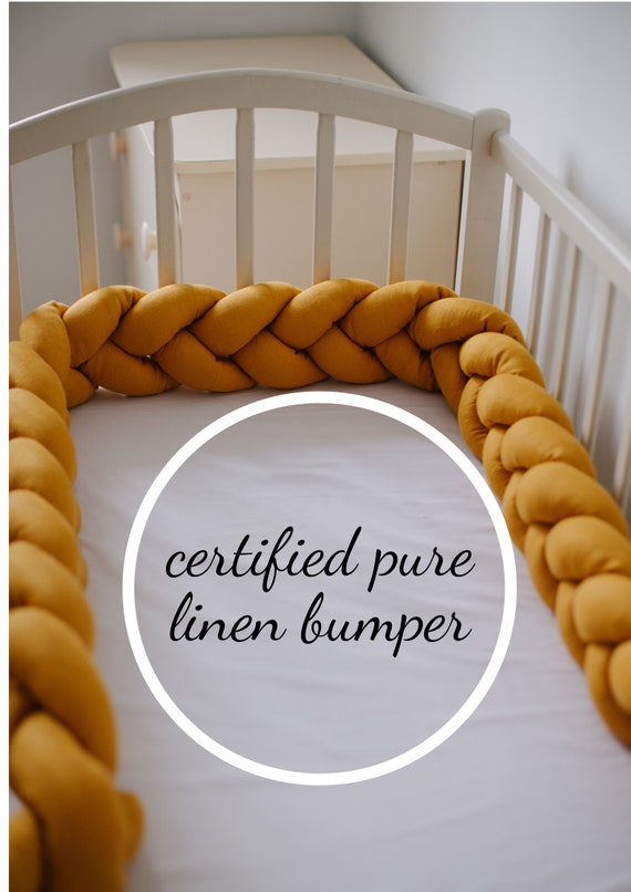 Braided Crib Bumper Mustard Cot Bumper Mini Crib Bedding Etsy