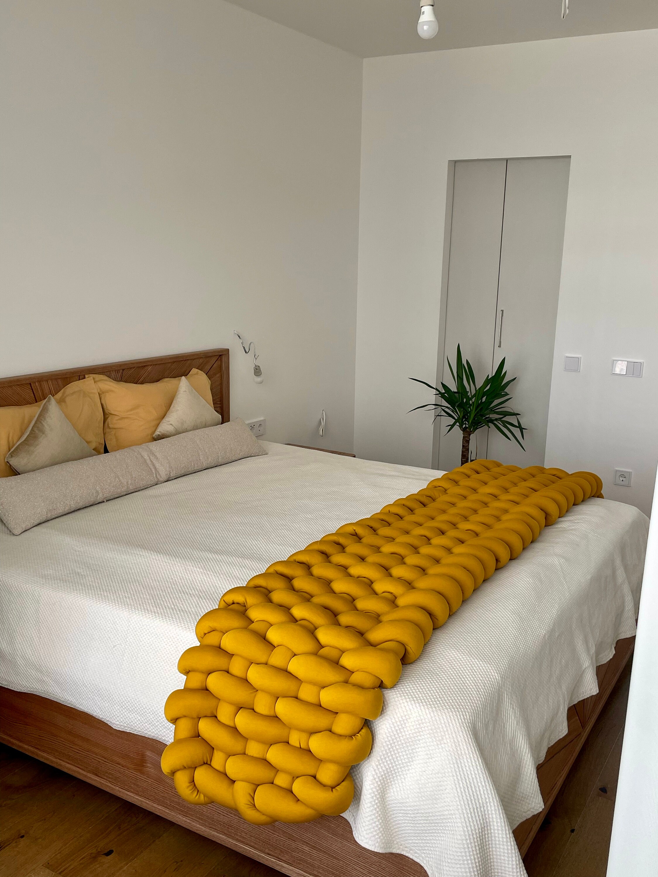 Mustard bed runner and cushions sale