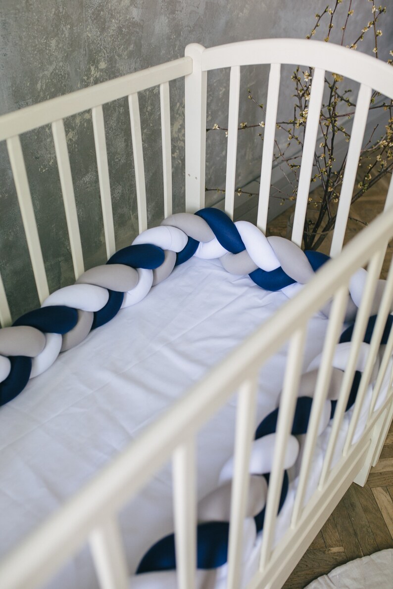 Braided Mixed Crib Bumper Mini Crib Bedding Braided Cot Etsy