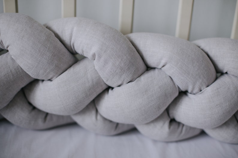 LINEN braided bumper DOUBLE braided cot bumper cradle bumper Etsy