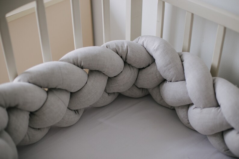 LINEN braided bumper DOUBLE braided cot bumper cradle bumper Etsy