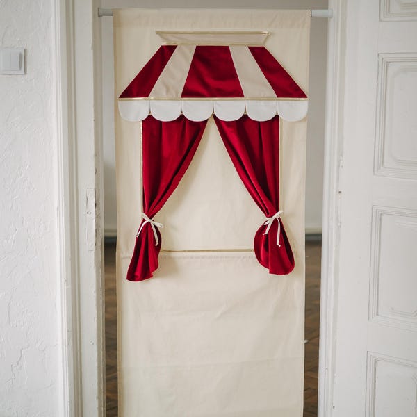 Puppet stage theatre Doorway Pretend play activity Shadow show curtain Christmas gifts for kids Portable Theatre Creative play for Toddler
