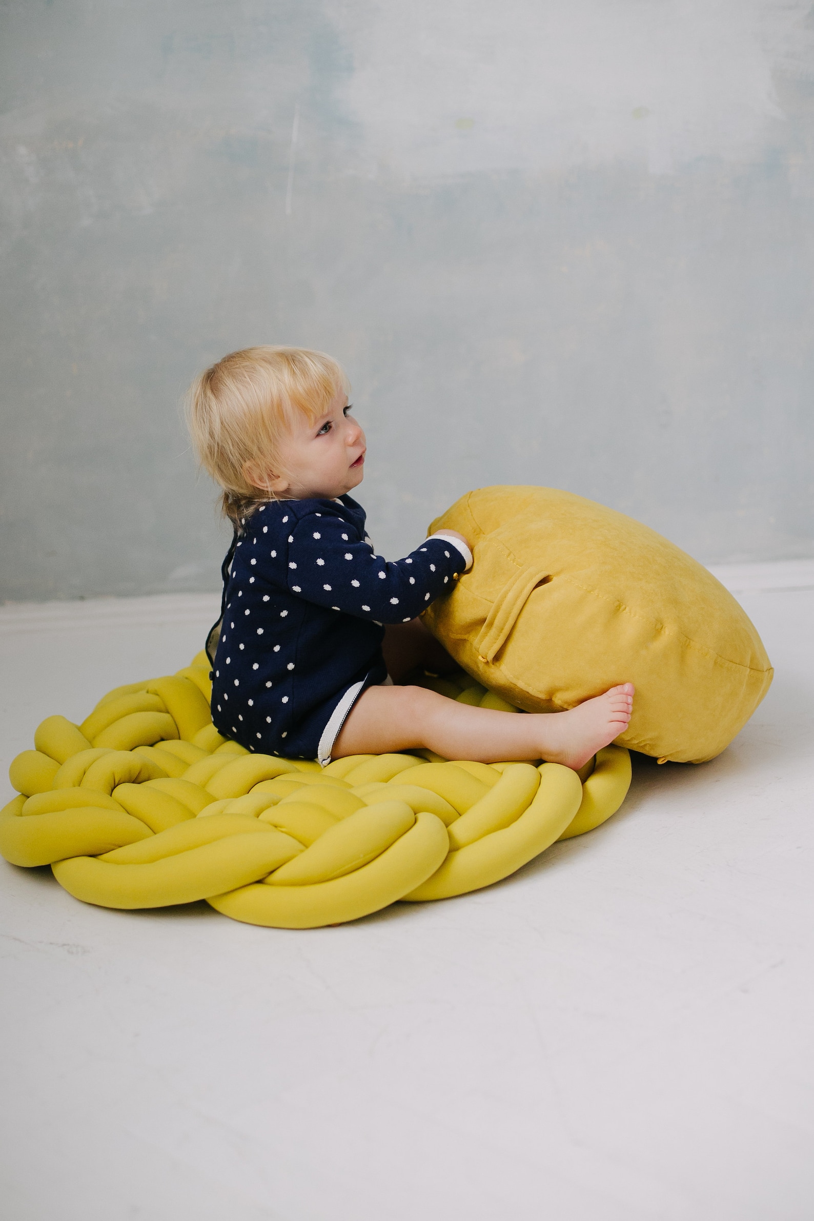 Pouf ottoman knot braided charcoal Etsy