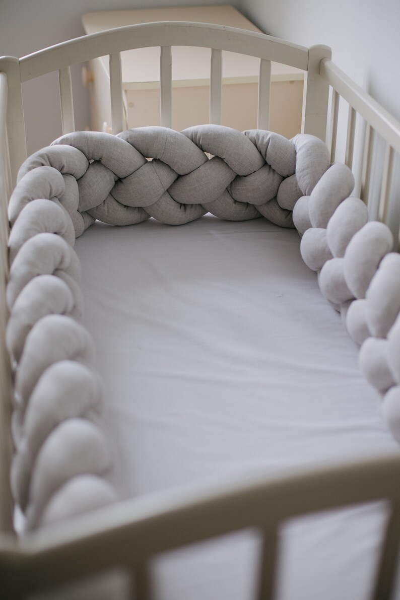 LINEN braided bumper DOUBLE braided cot bumper cradle bumper Etsy