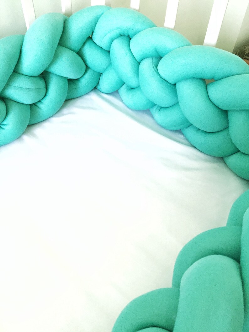 DOUBLE Braided Crib Bumper mint Knot Cushion Knot Pillow Etsy