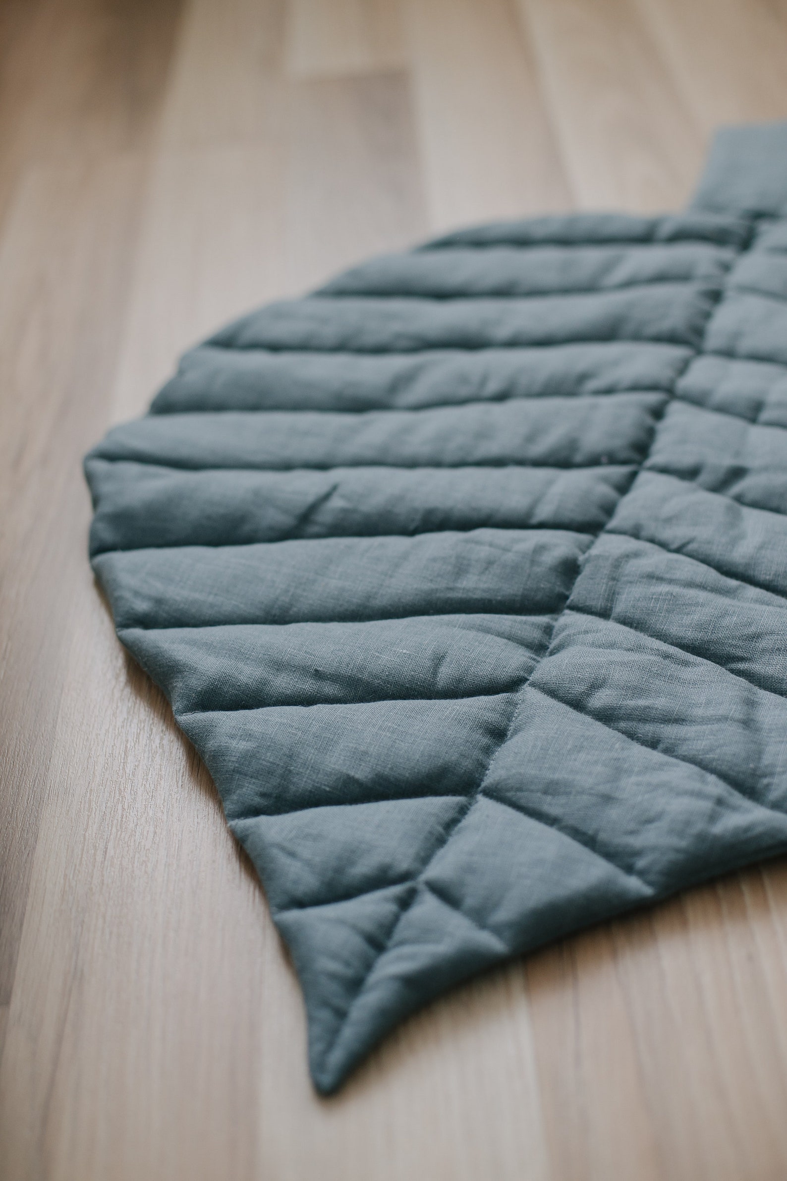 Leaf play mat from natural linen sage green Etsy
