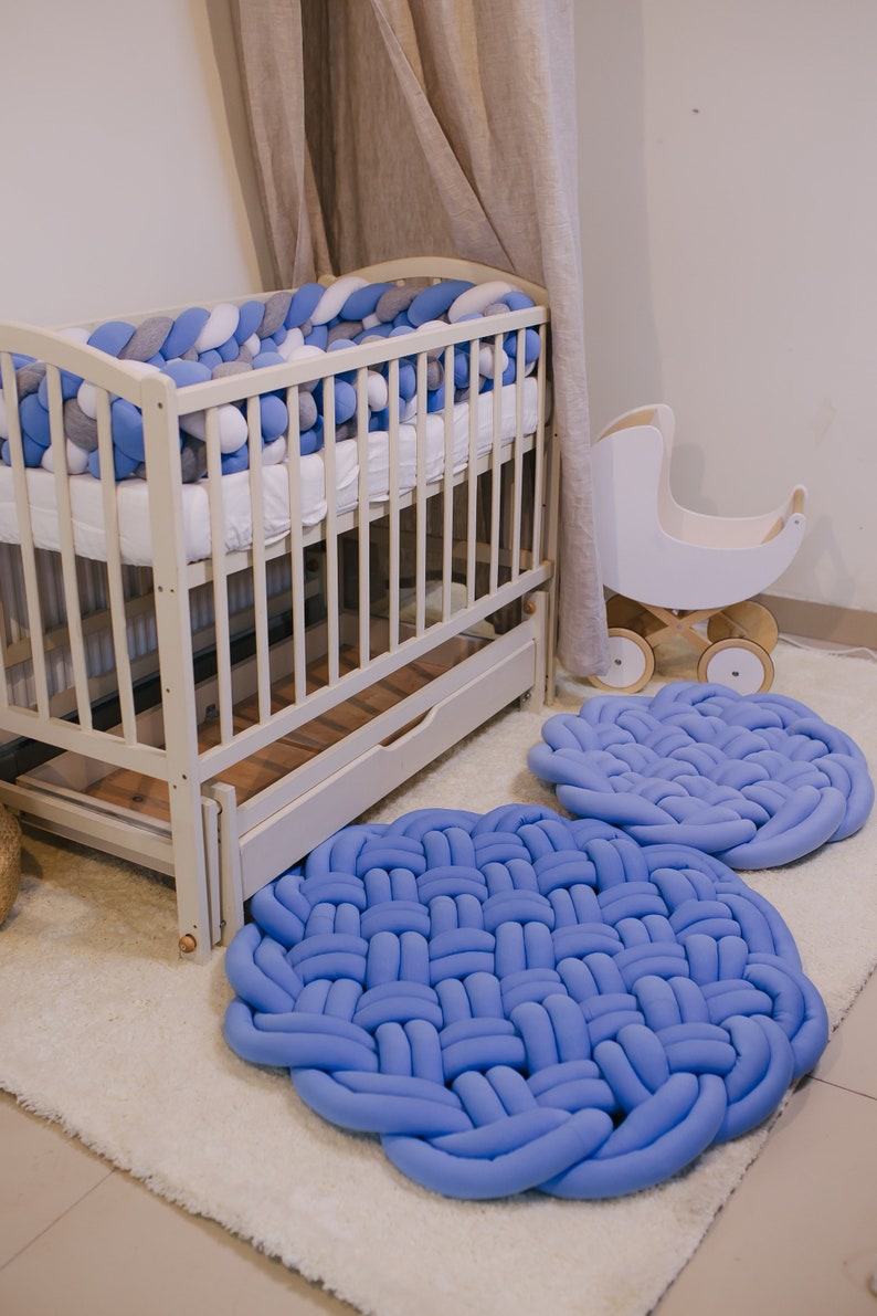 DOUBLE Braided Beige Crib Bumper Knot Cushion Knot Pillow Etsy