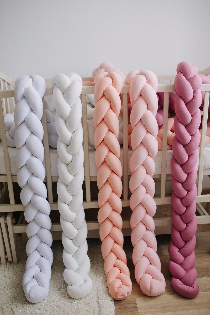 Braided Crib Bumper Braid Cot Bumper Etsy
