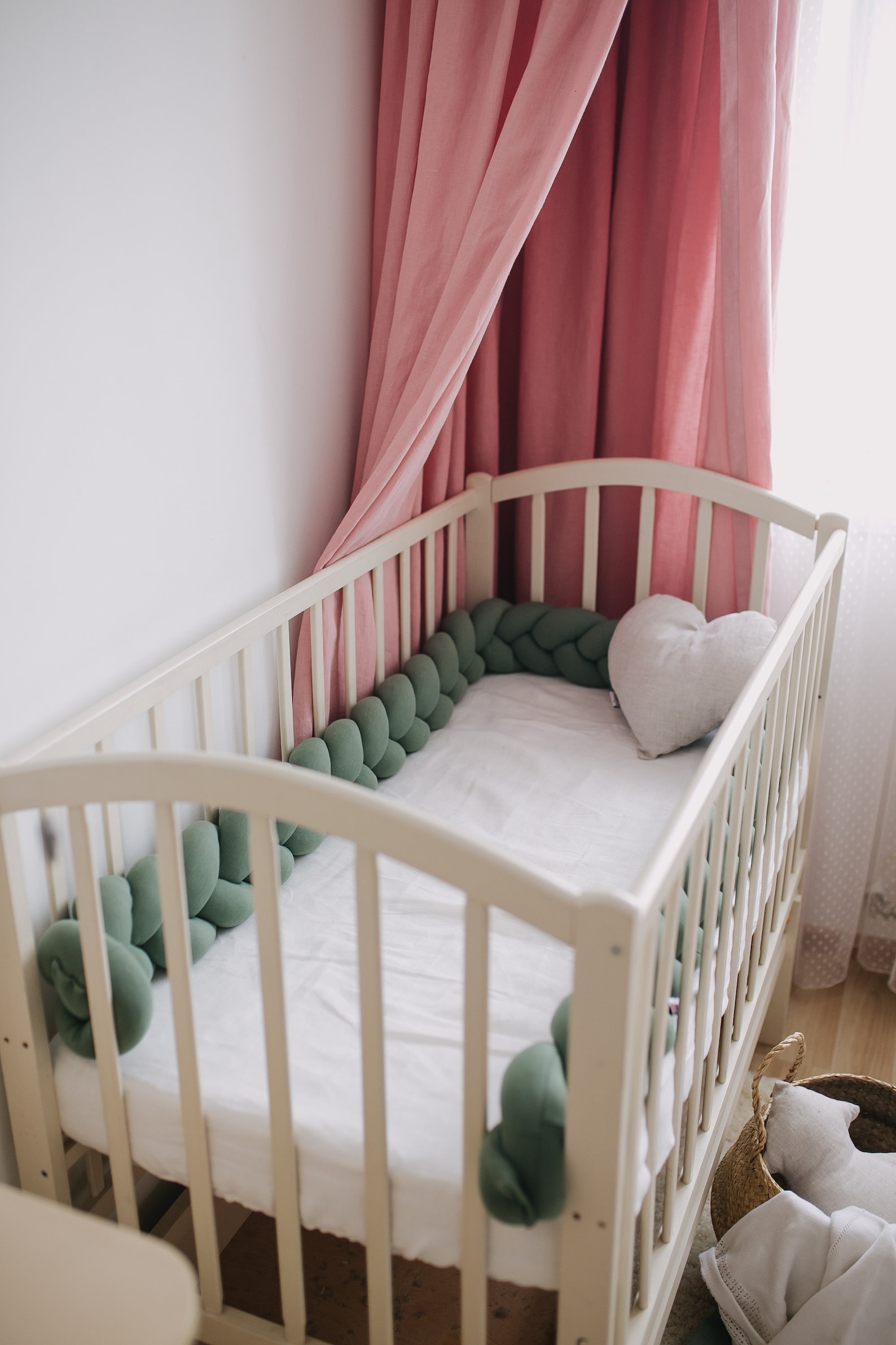 Braided Crib Bumper sage green Etsy