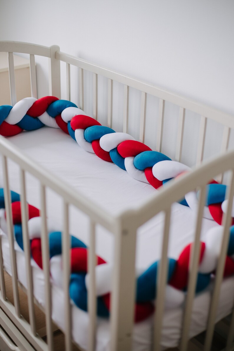 Navy Blue Braided Crib Bumper Mini Crib Bedding Cot Bumper Pad Etsy