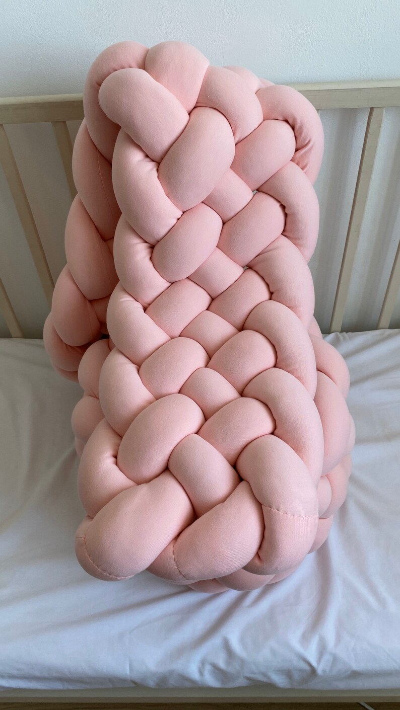 Pink Braided Crib Bumper mixed girl Knot Cushion Knot Pillow Etsy