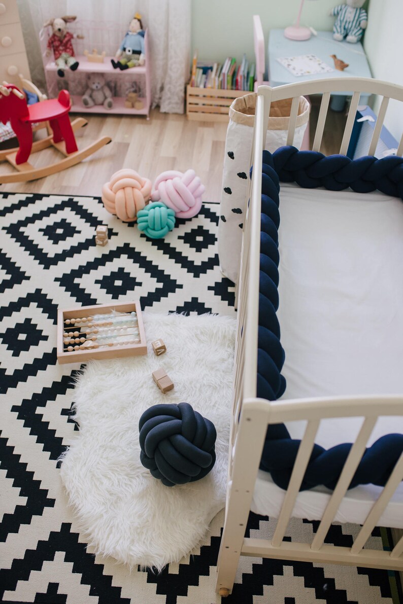 Braided Mixed Crib Bumper Mini Crib Bedding Braided Cot Etsy