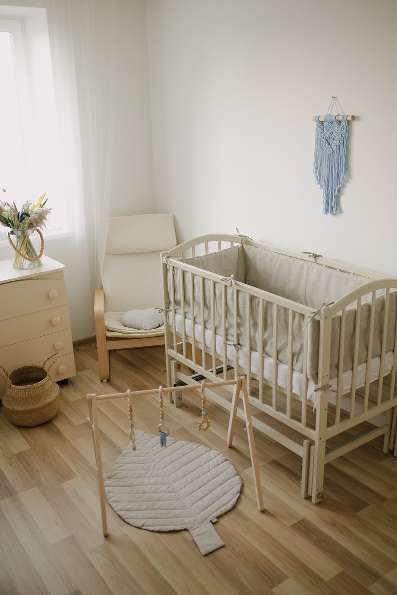 Organic cot bumper crib bumper pads safe bumper linen bedding Etsy