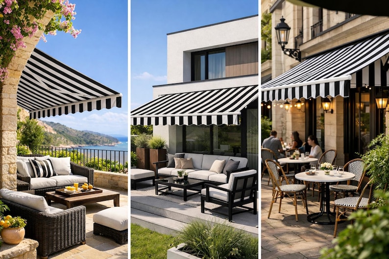 Tela de repuesto para toldo a medida para cubierta de patio, parasol, terraza, balcón, protección UV, tela acrílica. imagen 7
