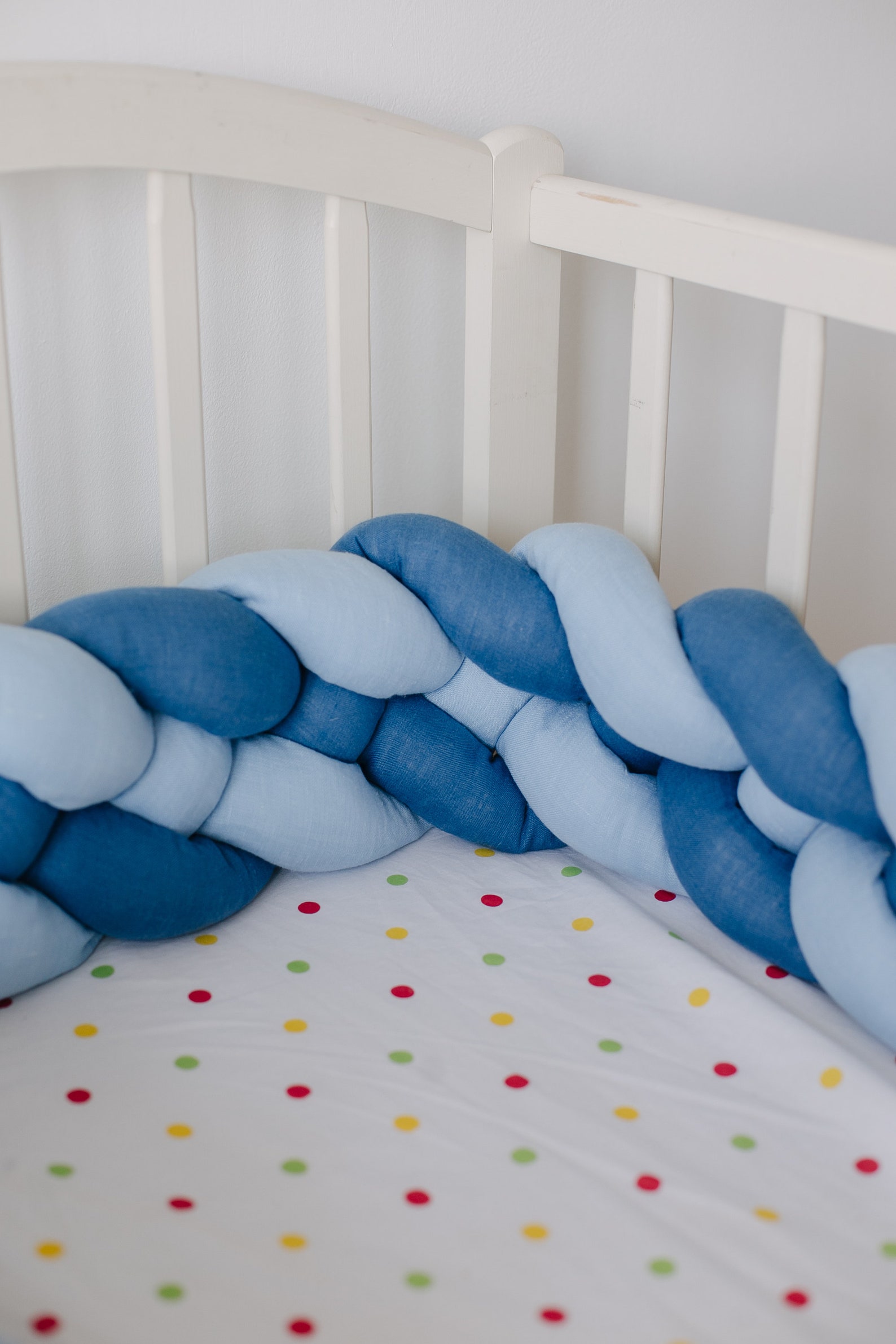 LINEN braided bumper DOUBLE braided cot bumper cradle bumper Etsy